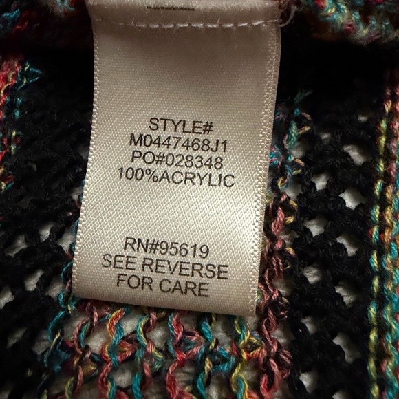 John Paul Richard Multicolor Open Front Knit Cardigan Sweater Size L - Picture 8 of 9